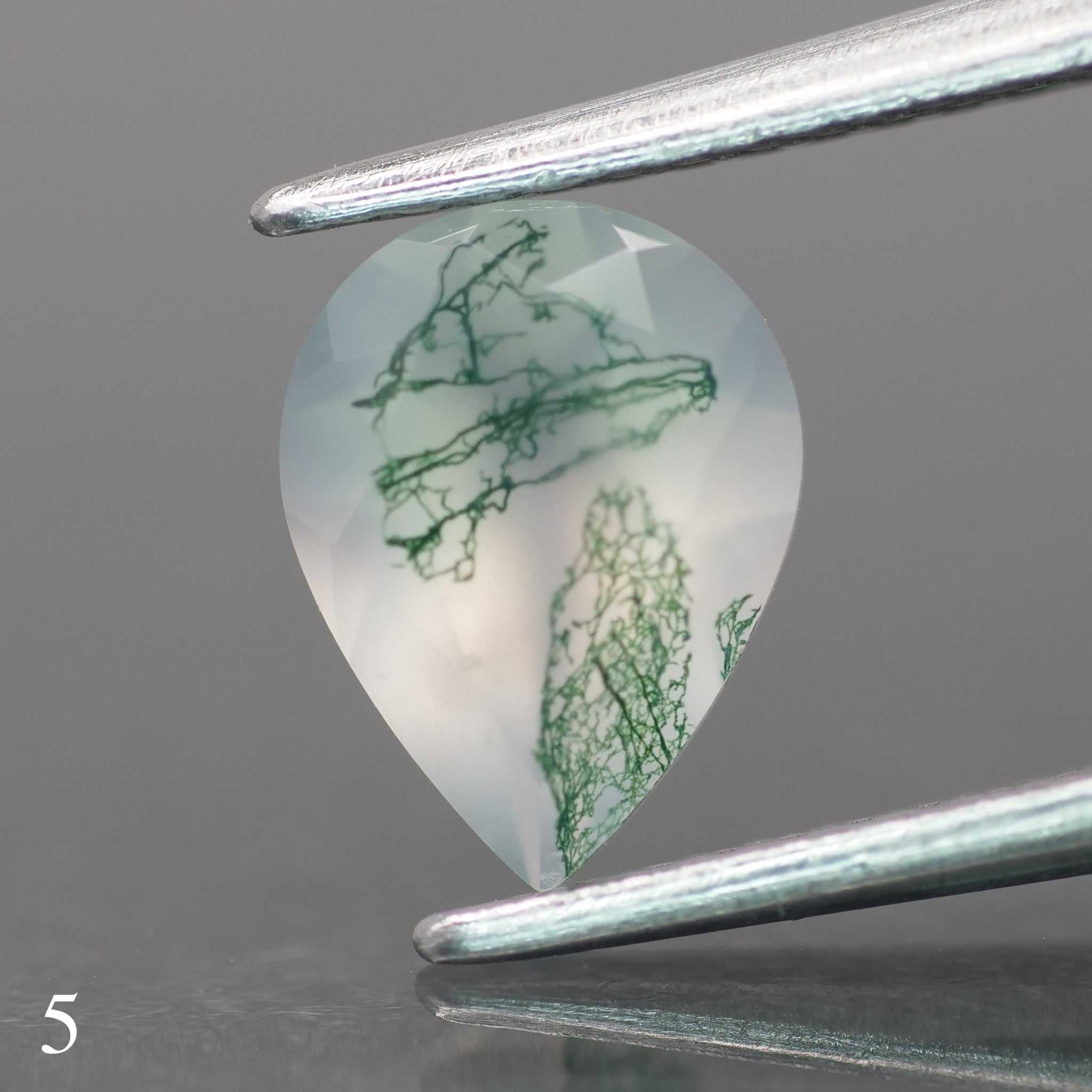 Moss agate | light green color, pear-cut, 8x6mm, 0.80ct - choose yours