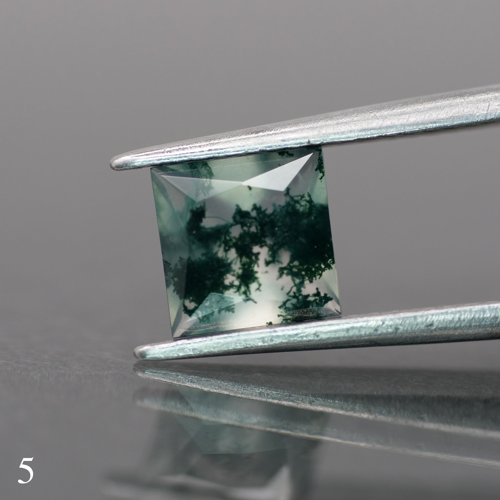 Moss agate | green color, square-cut, 6mm, 1ct - choose yours