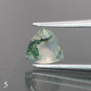 Moss agate | light green color, trillion-cut, 6mm, 0.5ct - choose yours