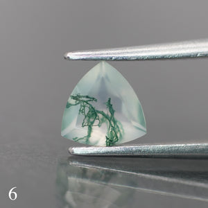 Moss agate | light green color, trillion-cut, 6mm, 0.5ct - choose yours