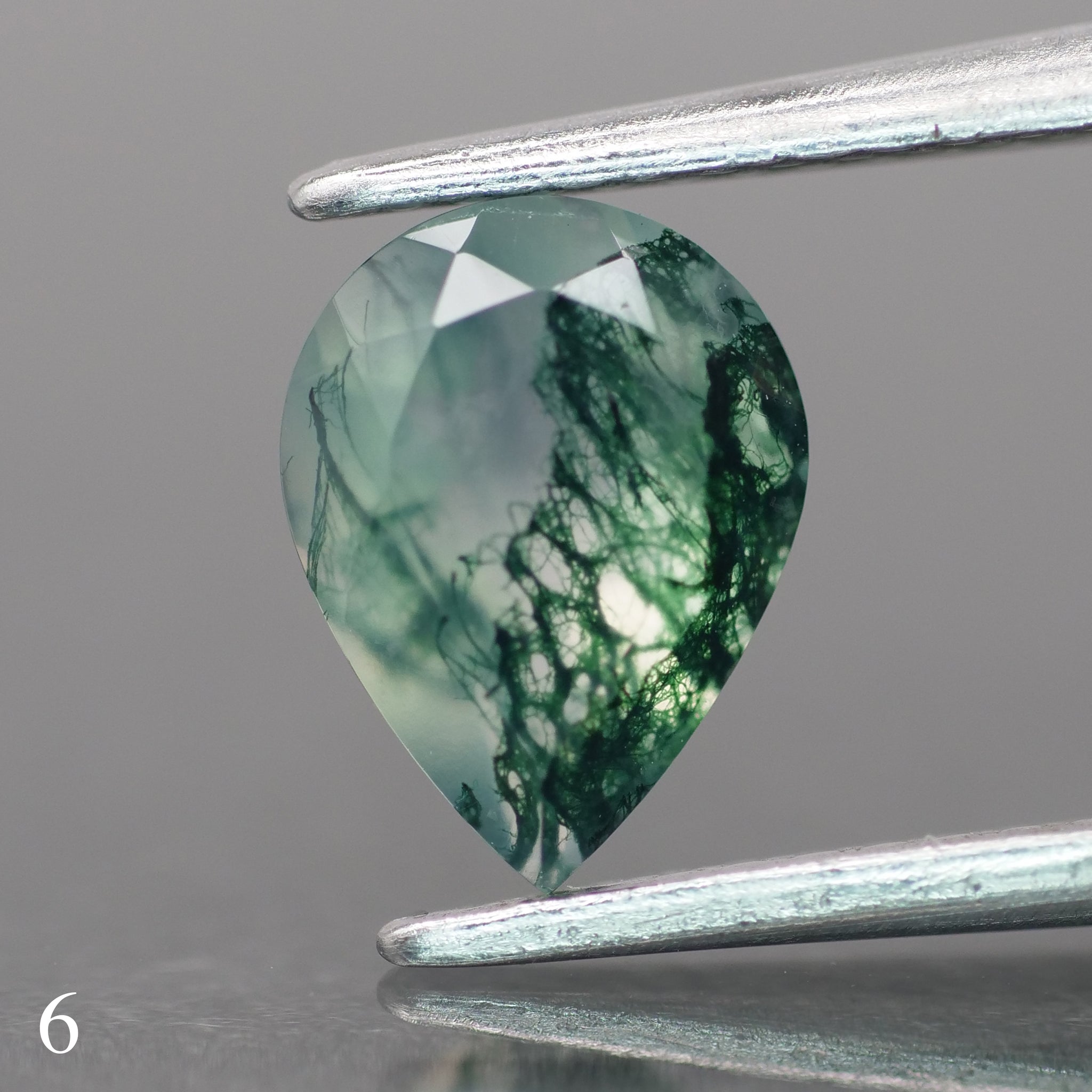 Moss agate | green color, pear-cut, 8x6mm, 0.80ct - choose yours