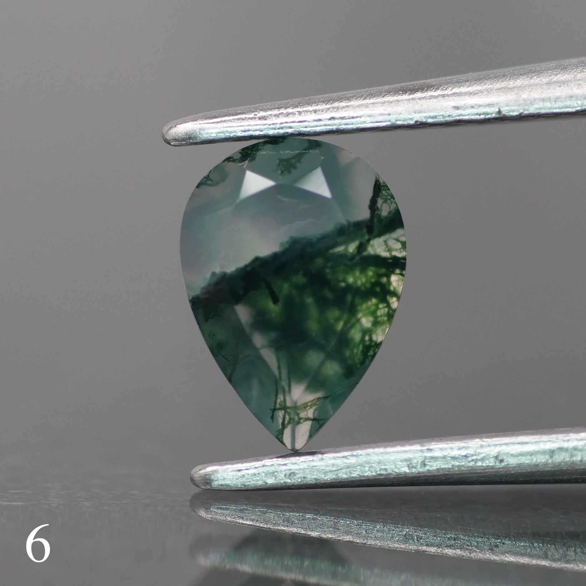 Moss agate | green color, pear-cut, 7x5mm, 0.65ct - choose yours