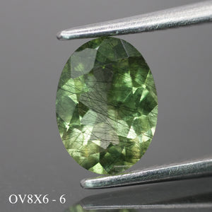 Rutile Peridot | natural, green color, oval-cut, 8x6mm, 1.2 ct - choose yours