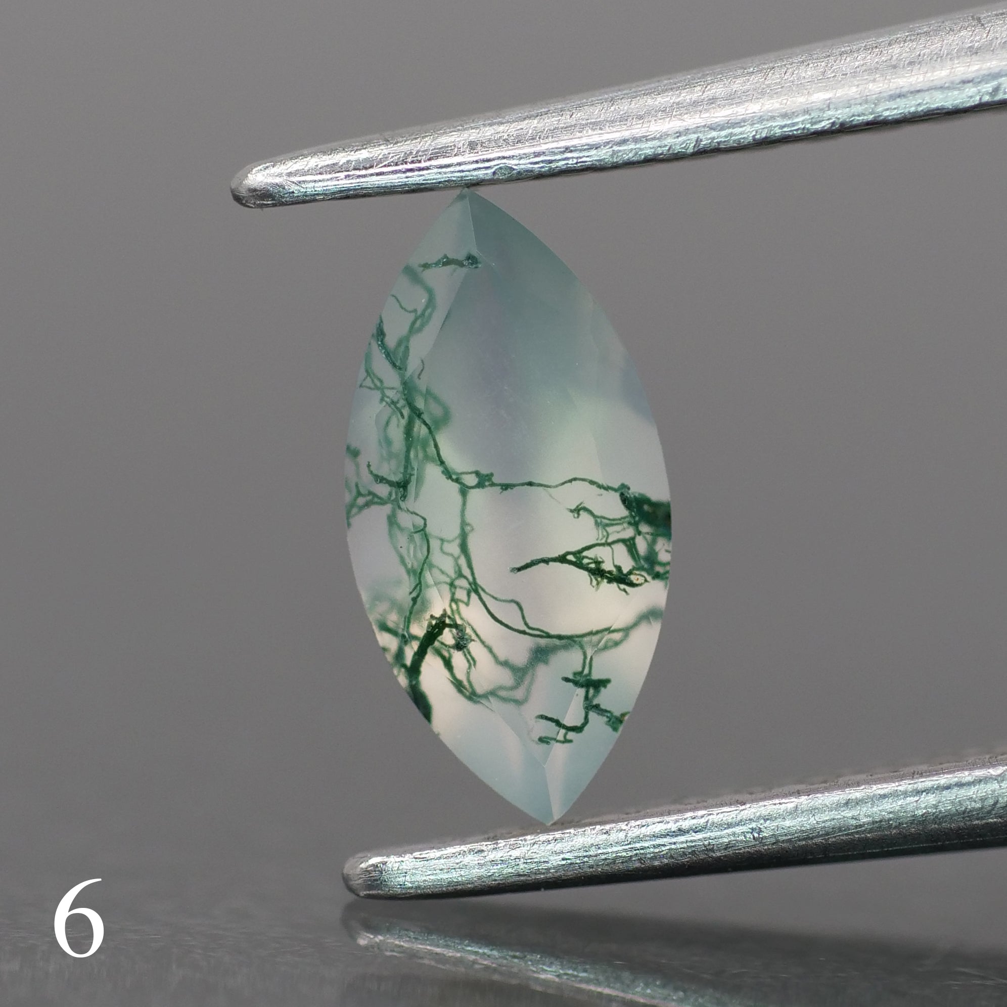 Moss agate | light green color, marquise-cut, 8x4mm, 0.6ct - choose yours