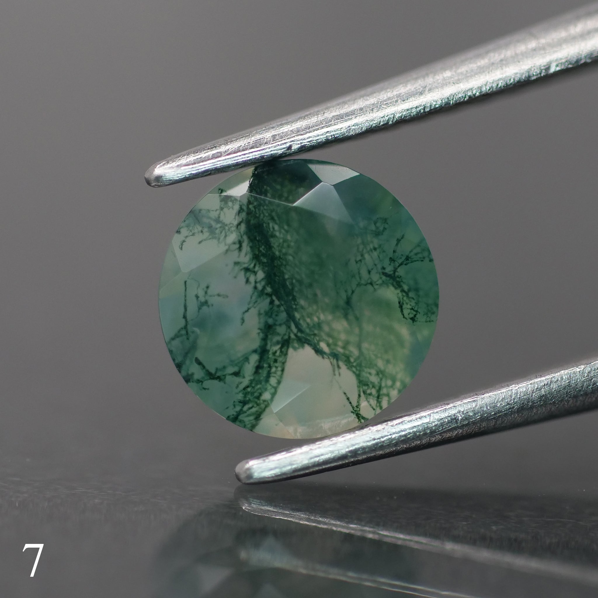 Moss agate | green color, round-cut, 6.5mm, 1ct - choose yours