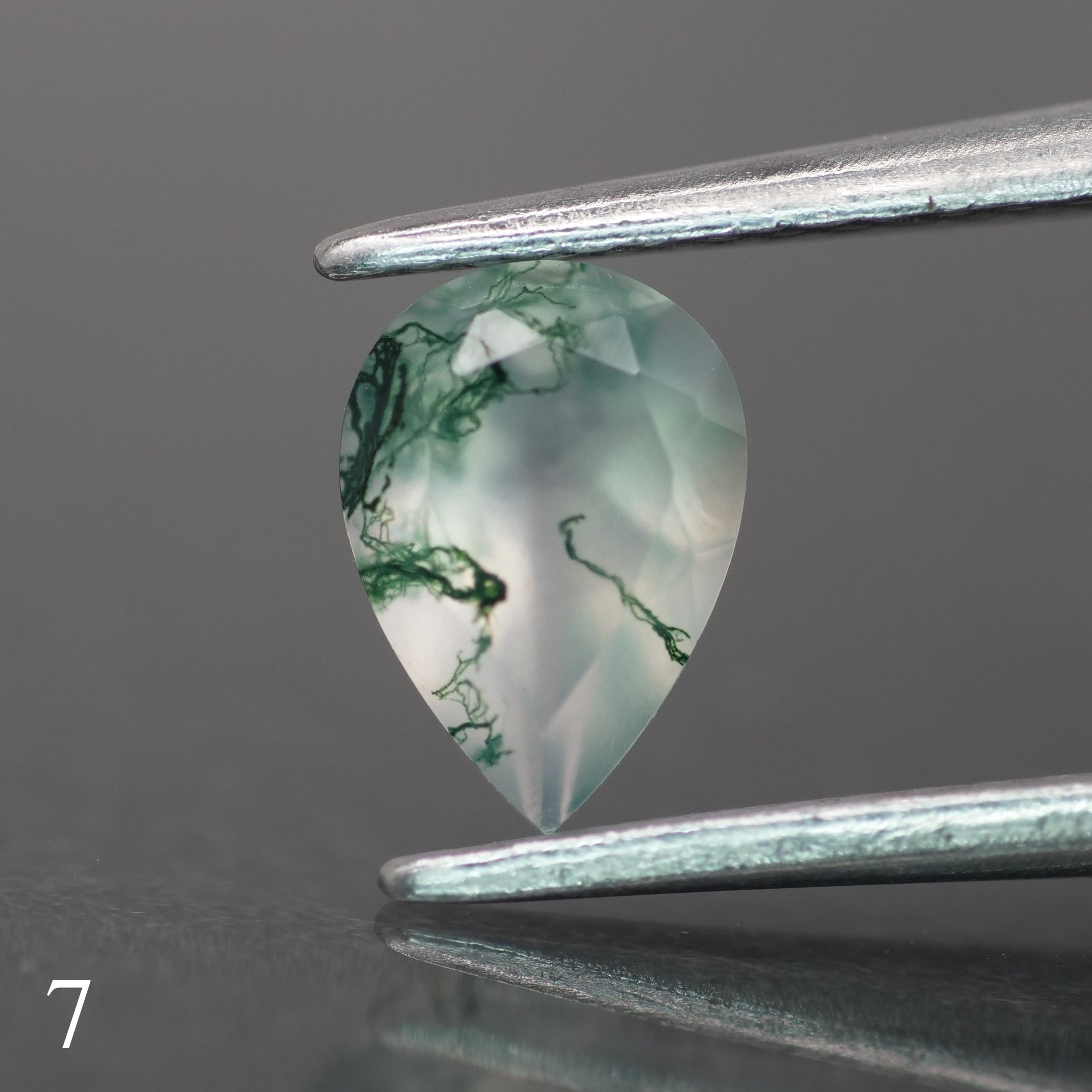 Moss agate | light green color, pear-cut, 7x5mm, 0.65ct - choose yours