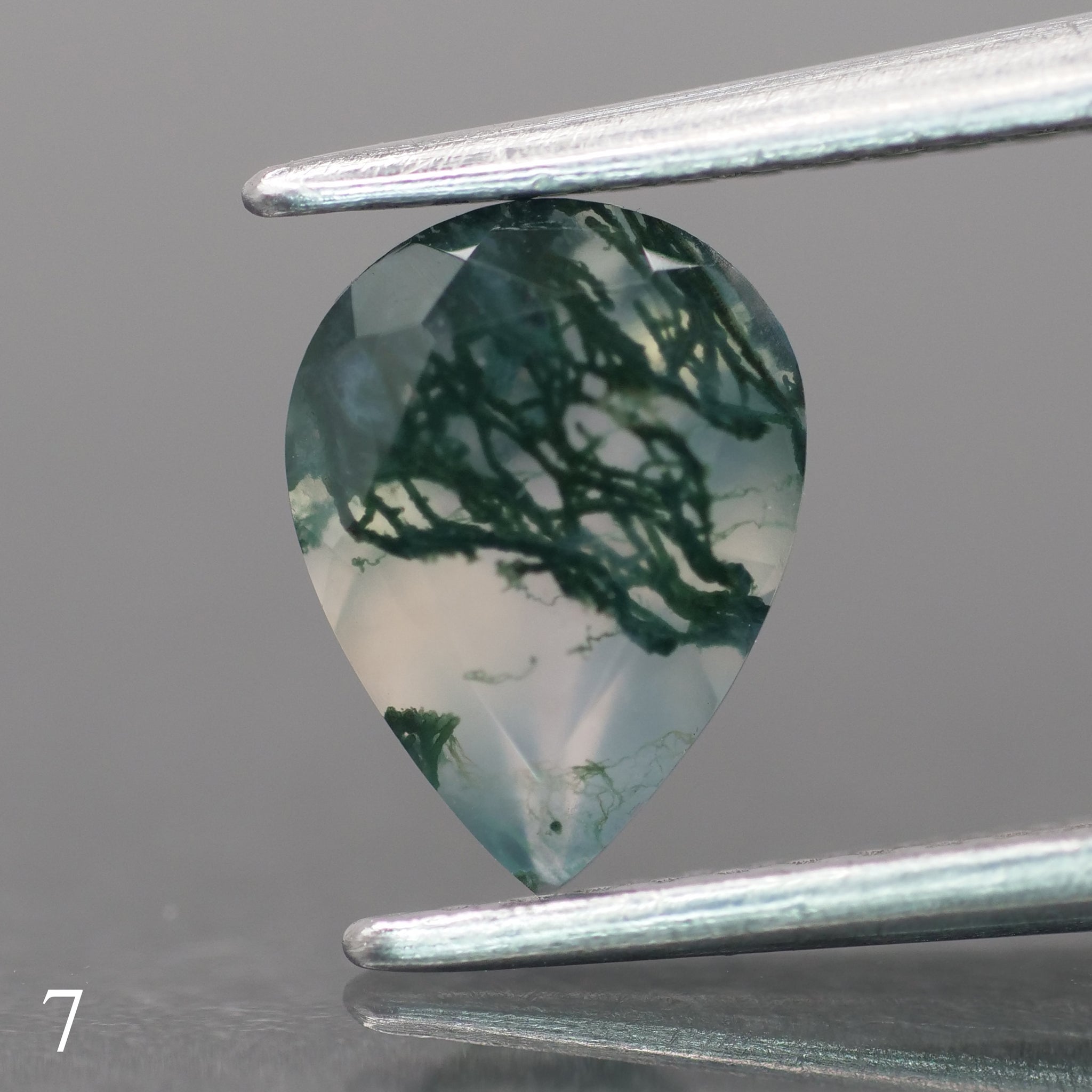 Moss agate | green color, pear-cut, 8x6mm, 0.80ct - choose yours