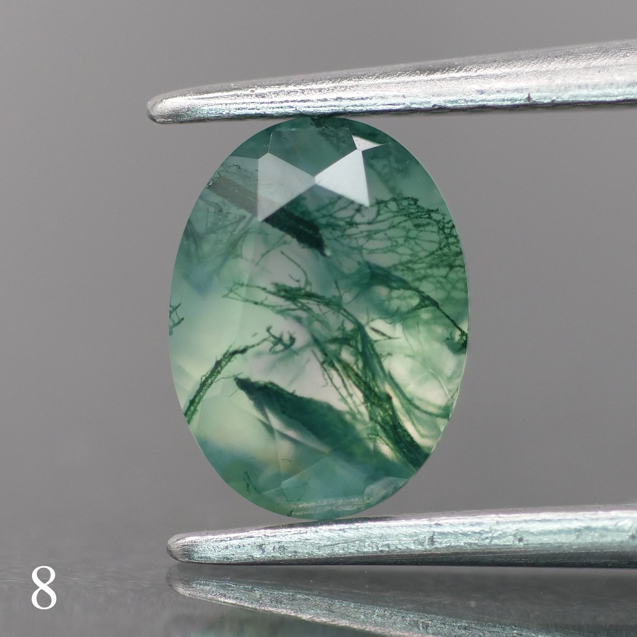 Moss agate | green color, oval-cut, 8x6mm, 1.1ct - choose yours