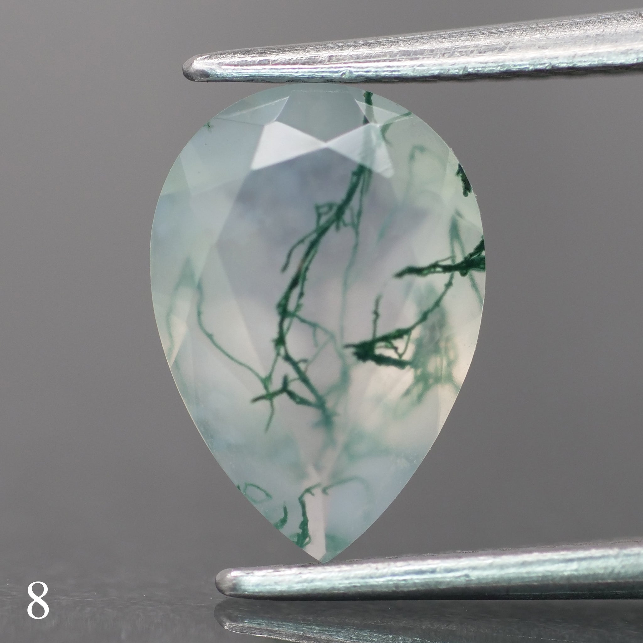 Moss agate | light green color, pear-cut, 10x7mm, 1.6ct - choose yours