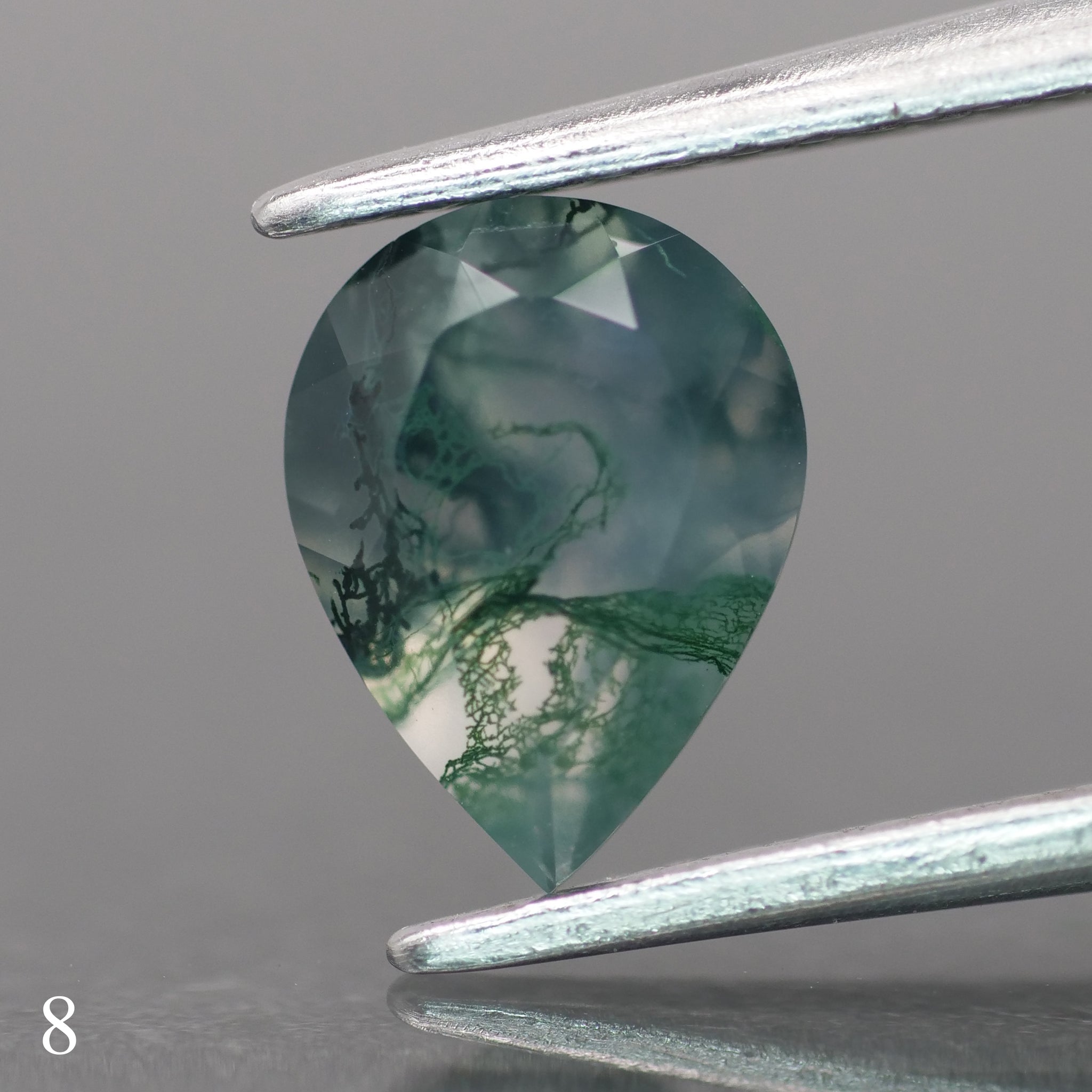 Moss agate | green color, pear-cut, 8x6mm, 0.80ct - choose yours