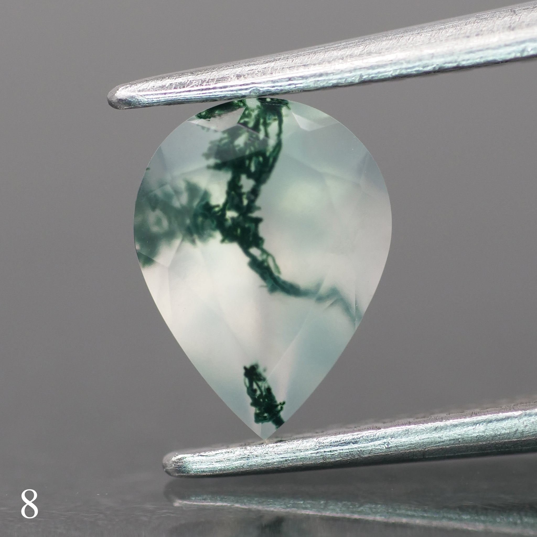 Moss agate | light green color, pear-cut, 8x6mm, 0.80ct - choose yours