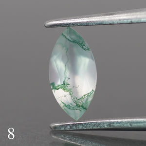 Moss agate | light green color, marquise-cut, 8x4mm, 0.6ct - choose yours