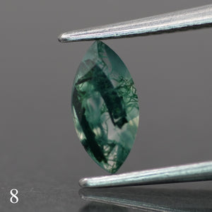 Moss agate | green color, marquise-cut, 8x4mm, 0.6ct - choose yours