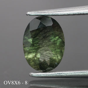 Rutile Peridot | natural, green color, oval-cut, 8x6mm, 1.2 ct - choose yours