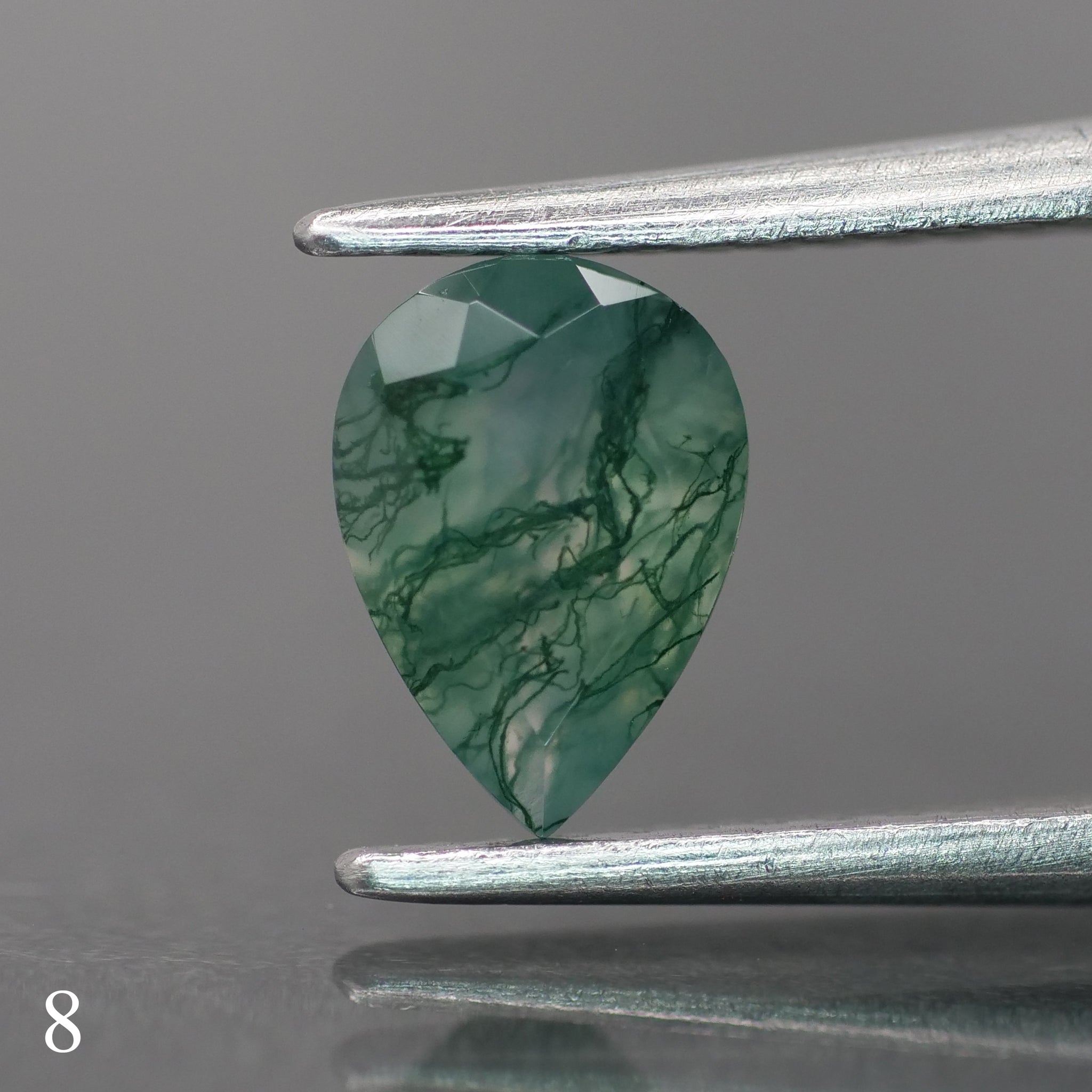 Moss agate | green color, pear-cut, 7x5mm, 0.65ct - choose yours