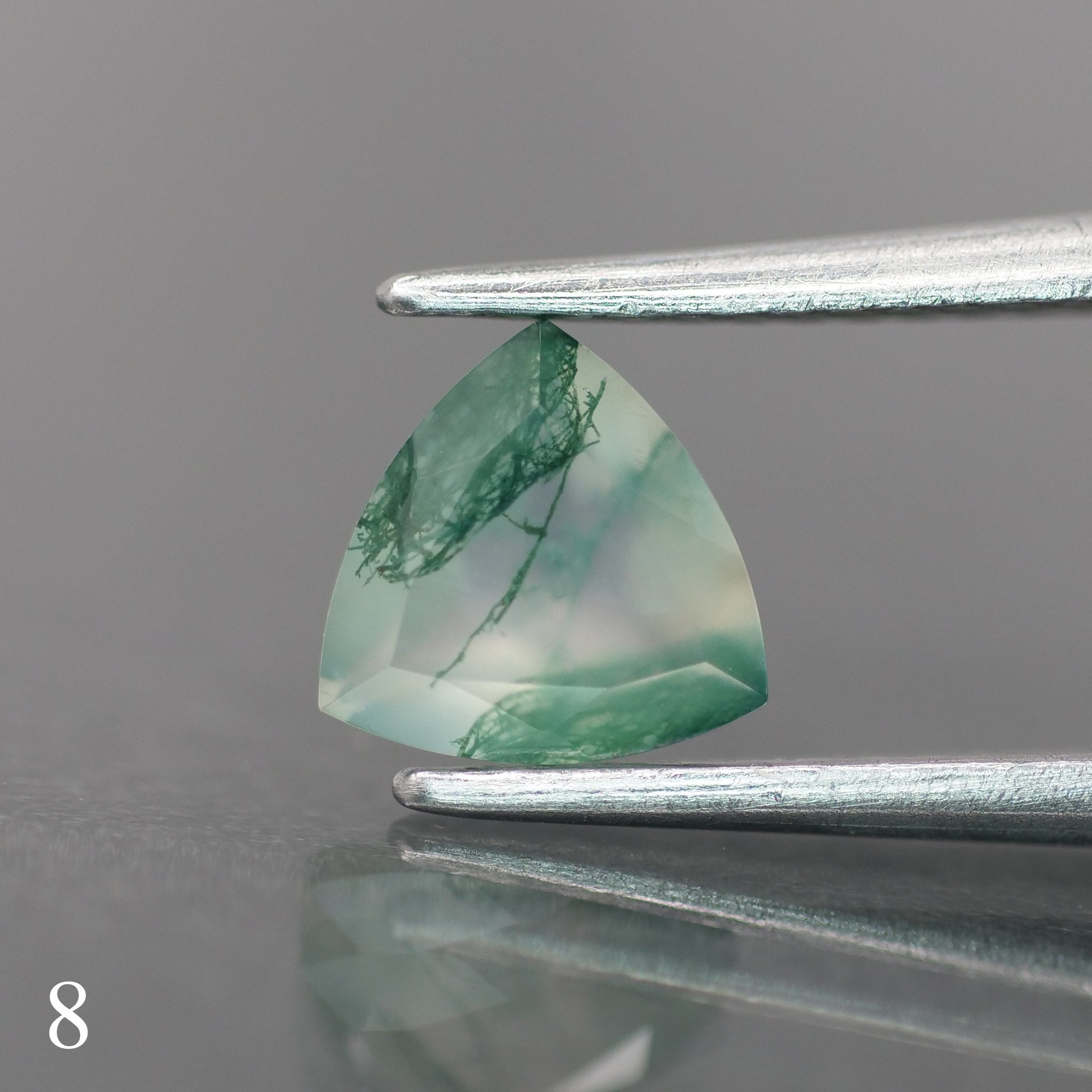 Moss agate | light green color, trillion-cut, 6mm, 0.5ct - choose yours