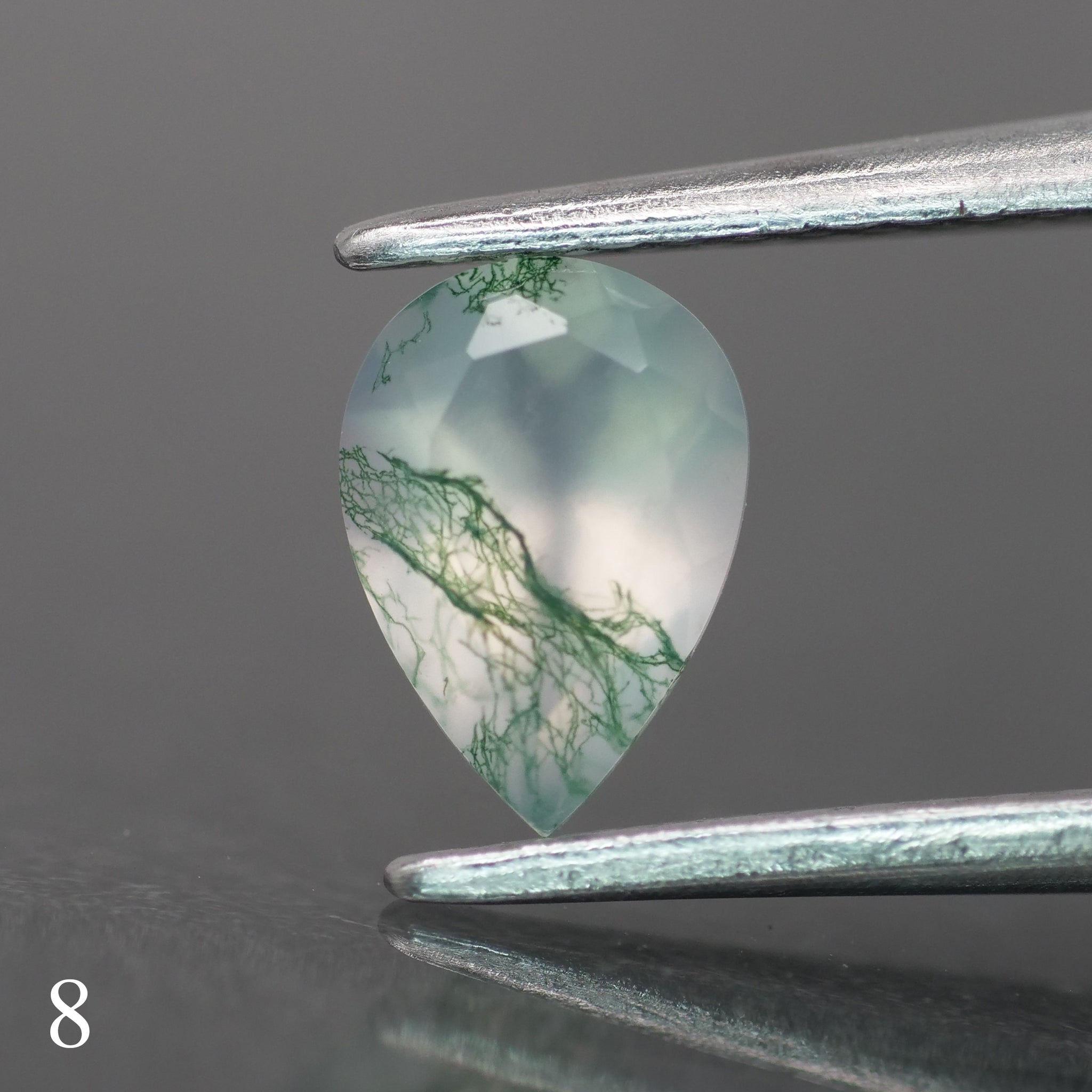 Moss agate | light green color, pear-cut, 7x5mm, 0.65ct - choose yours