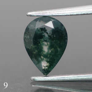 Moss agate | green color, pear-cut, 8x6mm, 0.80ct - choose yours