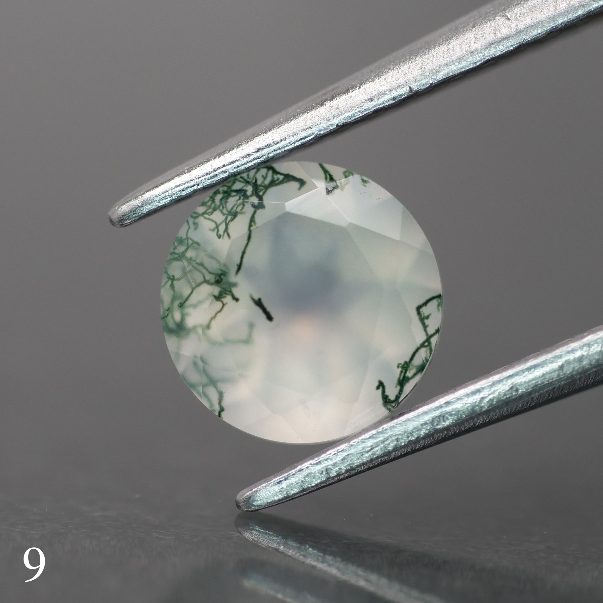 Moss agate | light green color, round-cut, 6.5mm, 1ct - choose yours