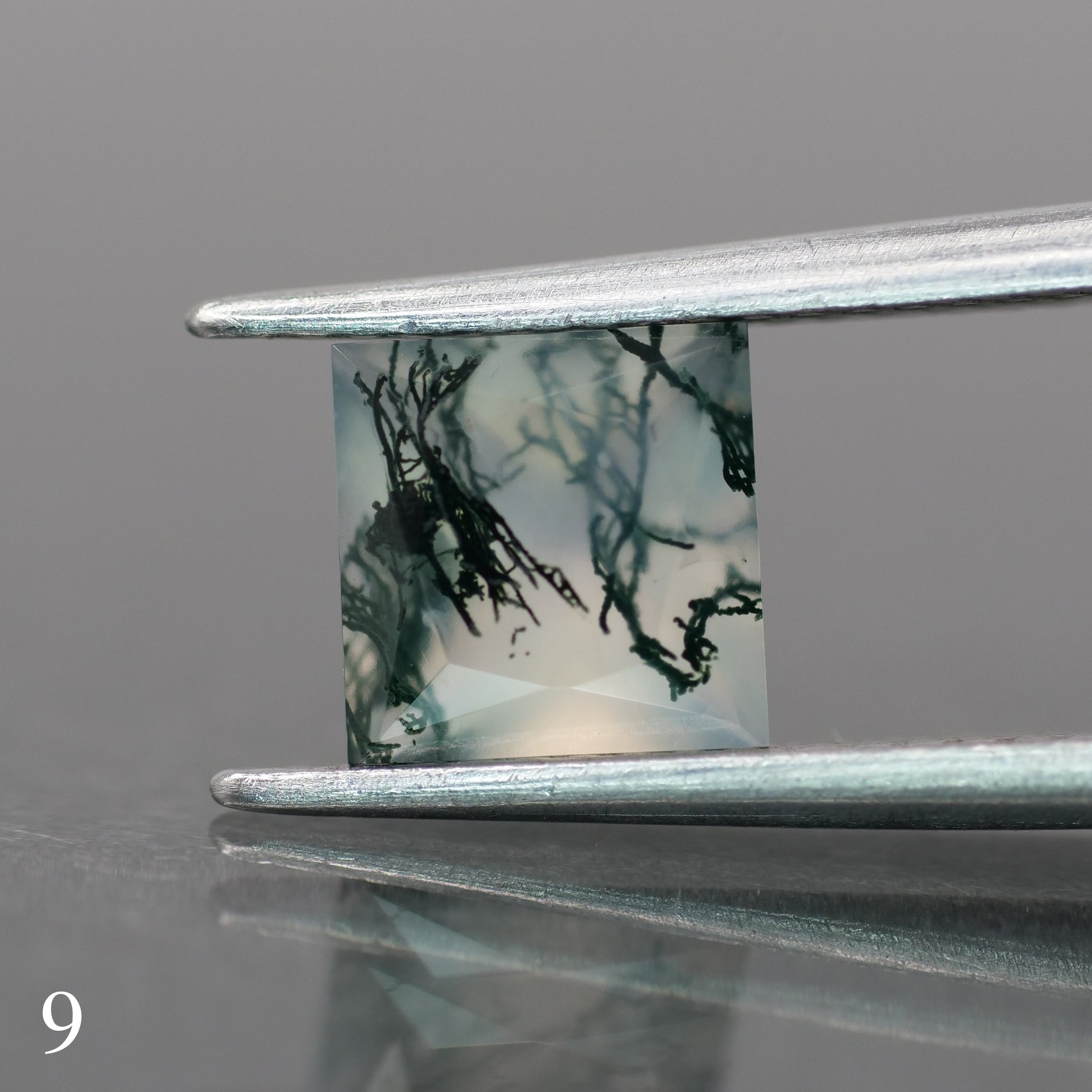 Moss agate | green color, square-cut, 6mm, 1ct - choose yours