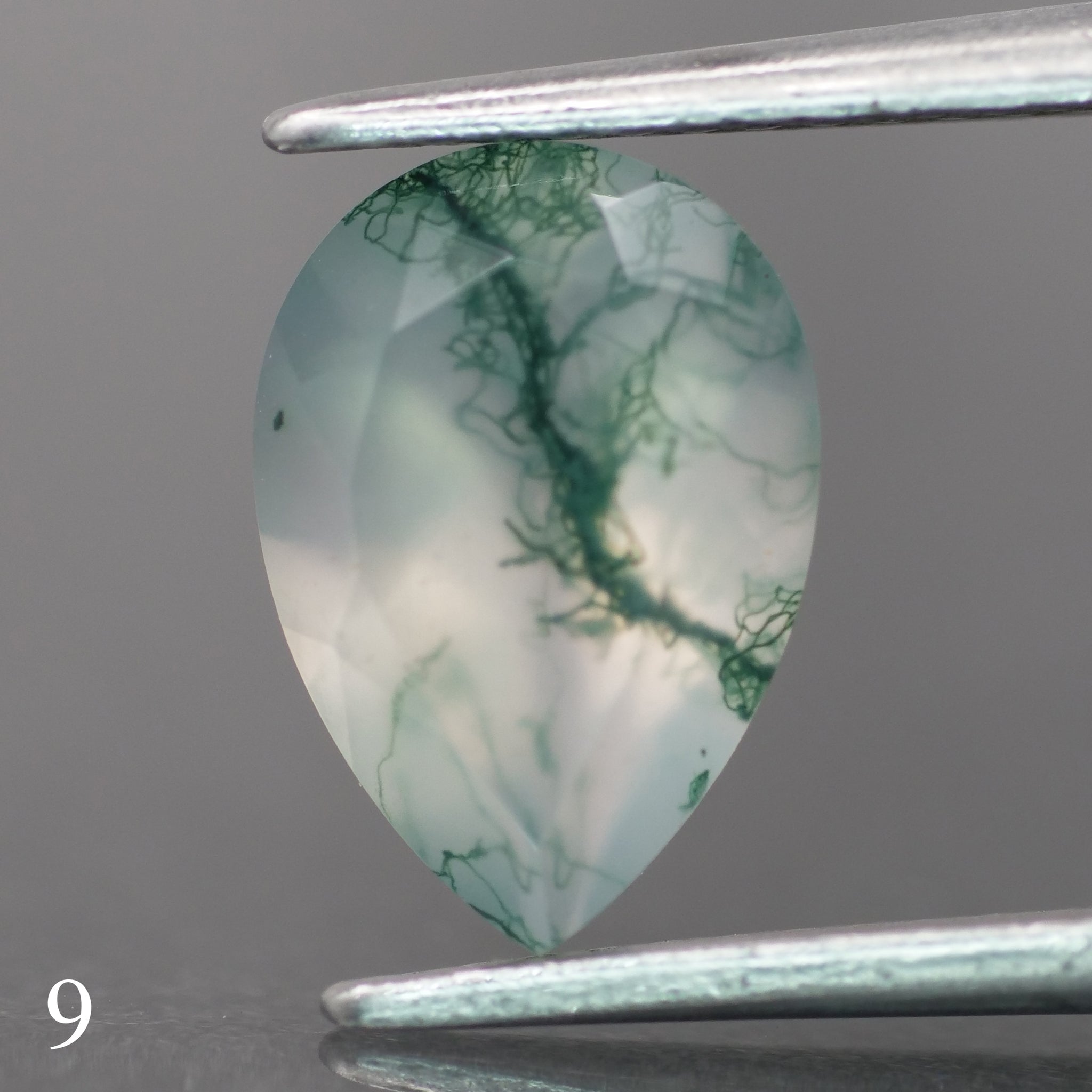 Moss agate | light green color, pear-cut, 10x7mm, 1.6ct - choose yours