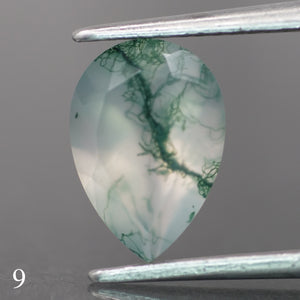 Moss agate | light green color, pear-cut, 10x7mm, 1.6ct - choose yours