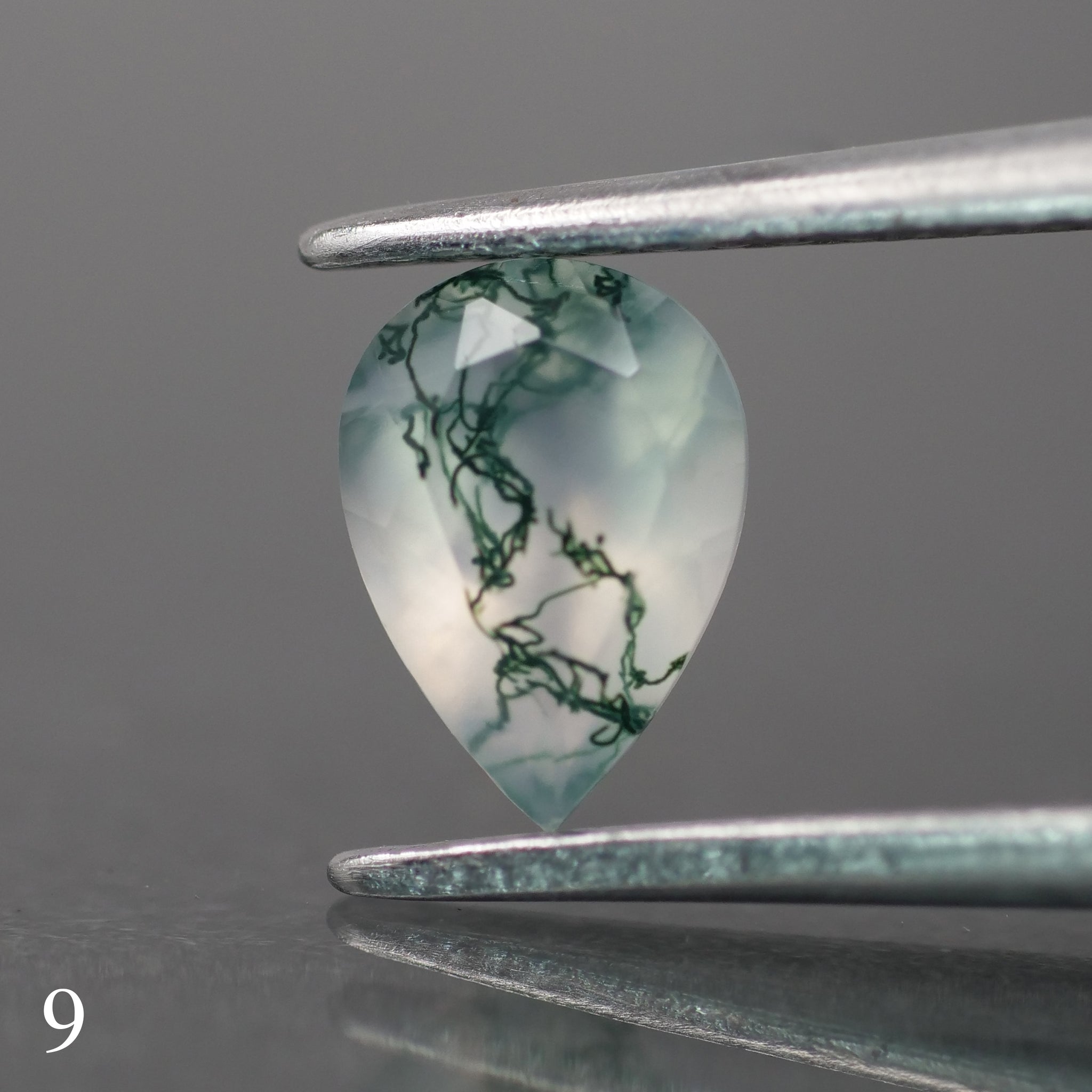 Moss agate | light green color, pear-cut, 7x5mm, 0.65ct - choose yours