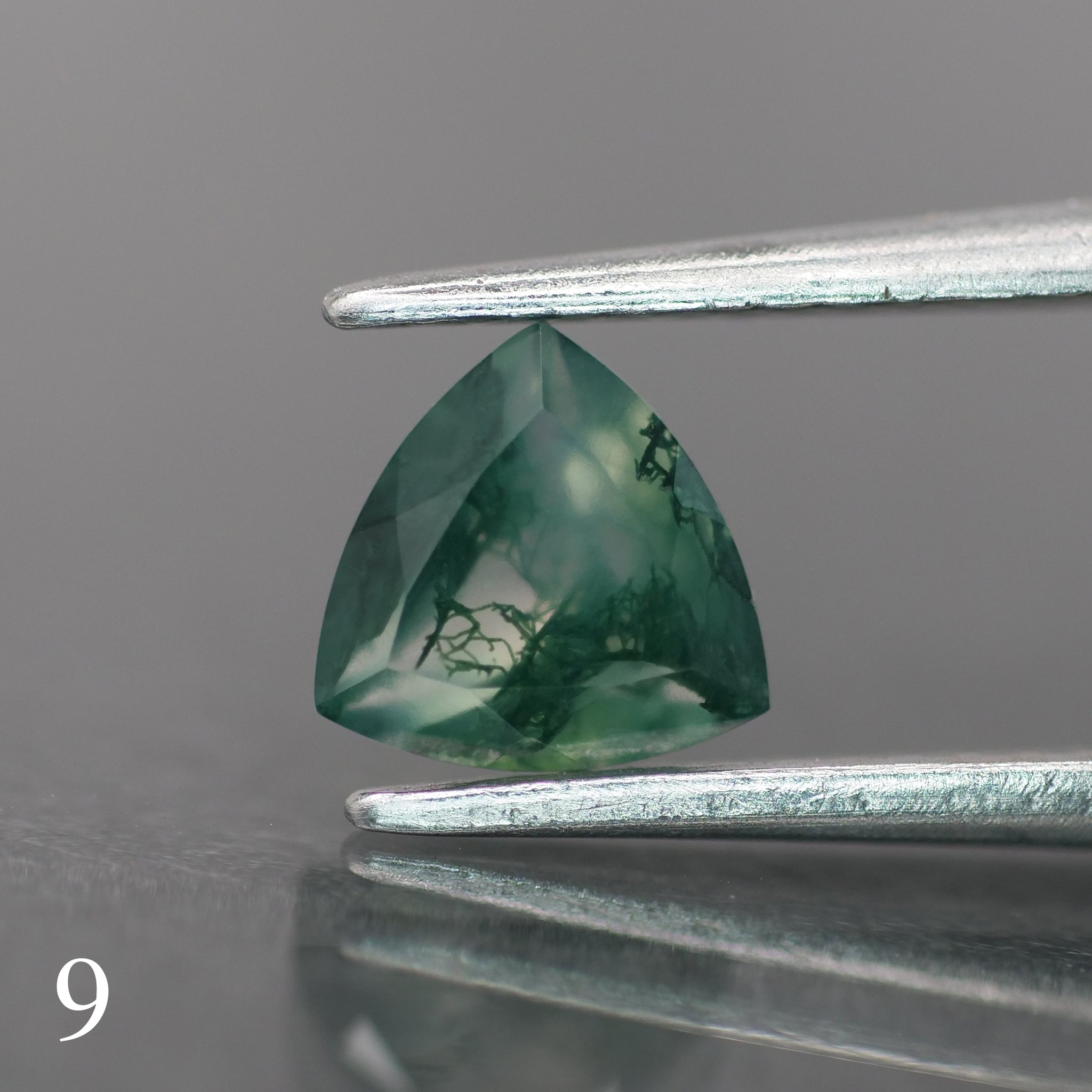 Moss agate | green color, trillion-cut, 6mm, 0.5ct - choose yours