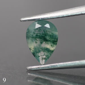 Moss agate | green color, pear-cut, 7x5mm, 0.65ct - choose yours