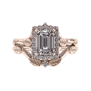 Florentina | custom bridal ring setting for emerald cut gemstone 8x6 mm - Eden Garden Jewelry™