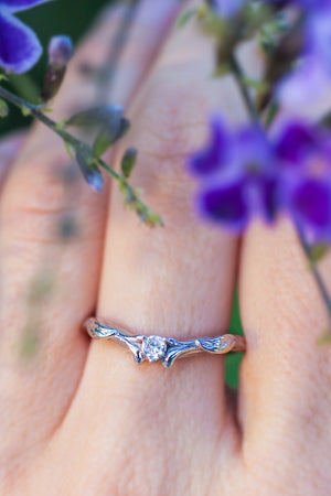 Diamond and leaves wedding band, matching ring for Wisteria - Eden Garden Jewelry™