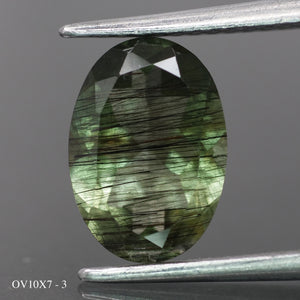 Rutile Peridot | natural, green color, oval-cut, 10x7mm, 2 ct - choose yours