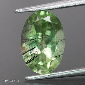 Rutile Peridot | natural, green color, oval-cut, 10x7mm, 2 ct - choose yours