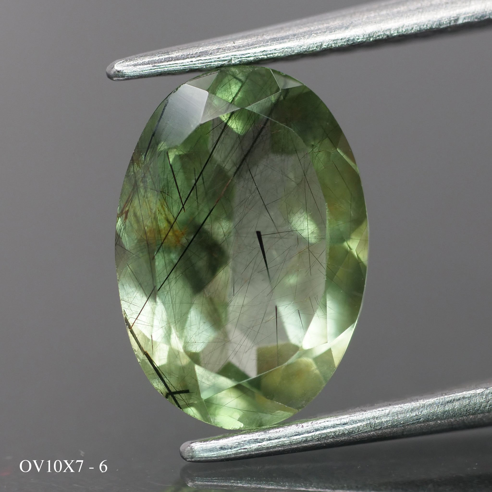 Rutile Peridot | natural, green color, oval-cut, 10x7mm, 2 ct - choose yours