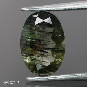 Rutile Peridot | natural, green color, oval-cut, 10x7mm, 2 ct - choose yours