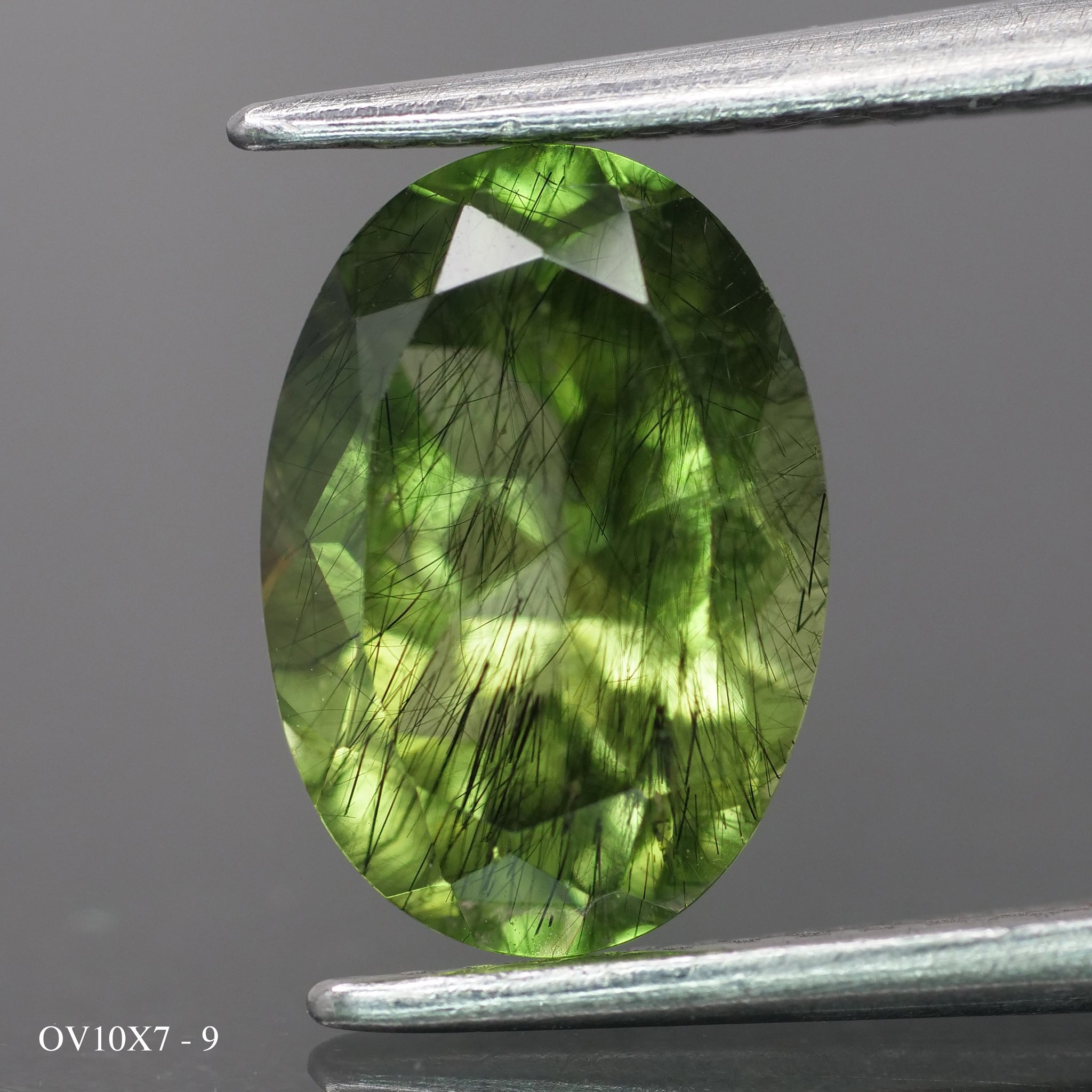 Rutile Peridot | natural, green color, oval-cut, 10x7mm, 2 ct - choose yours