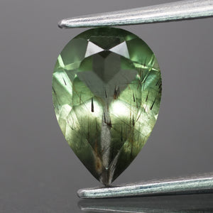 Rutile Peridot | natural, green color, pear-cut, 10x7 mm, 1.7 ct - choose yours