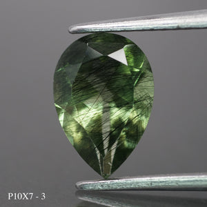 Rutile Peridot | natural, green color, pear-cut, 10x7 mm, 1.7 ct - choose yours