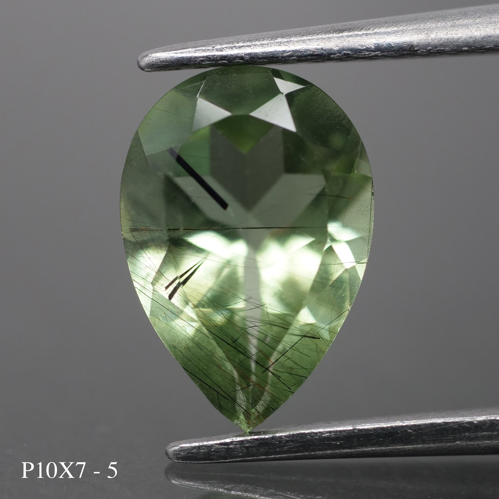 Rutile Peridot | natural, green color, pear-cut, 10x7 mm, 1.7 ct - choose yours