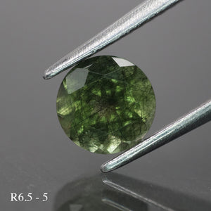 Rutile Peridot | natural, green color, round-cut, 6.5mm, *0.9 ct - choose yours