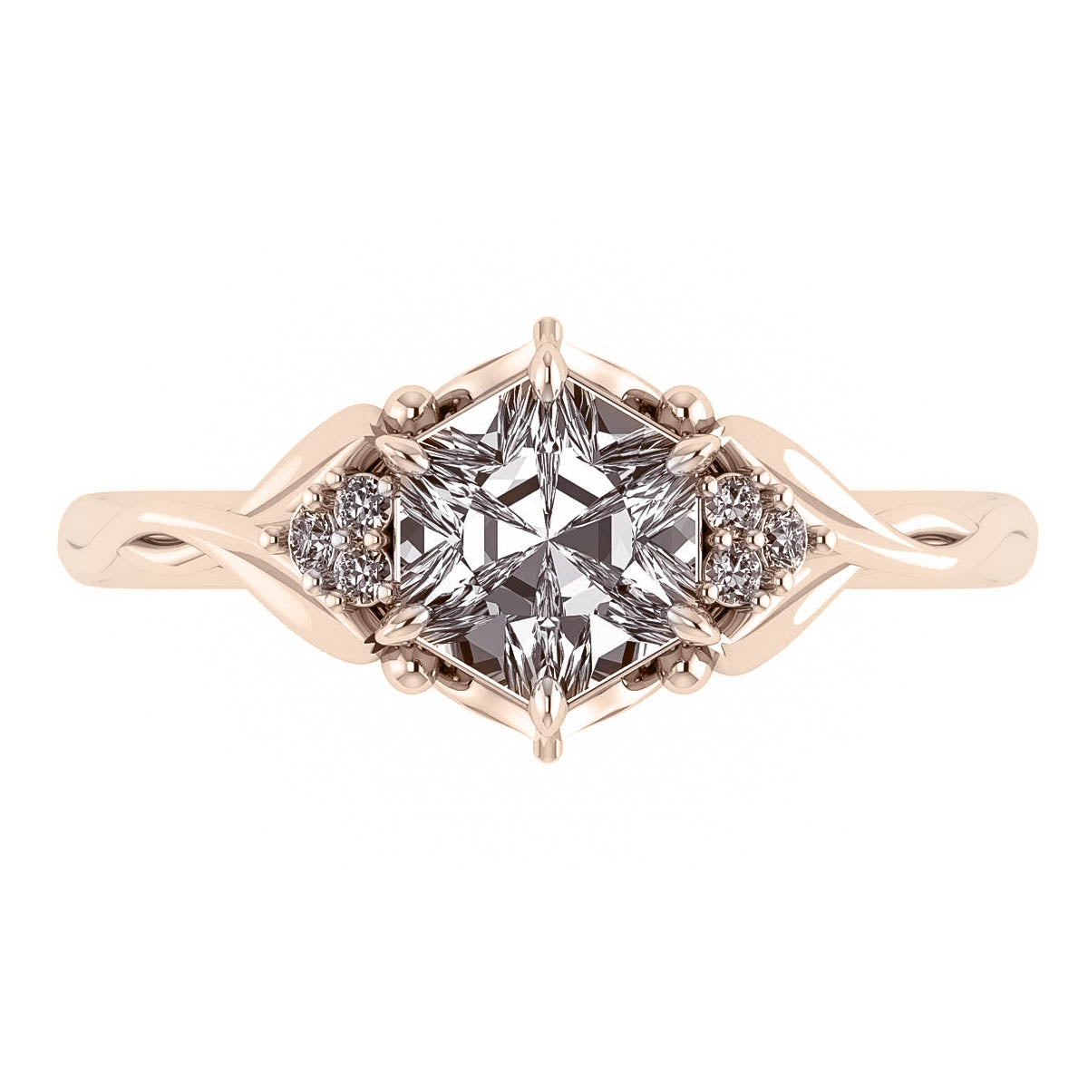 Roma | engagement ring setting with hexagon cut gemstone 6 mm - Eden Garden Jewelry™