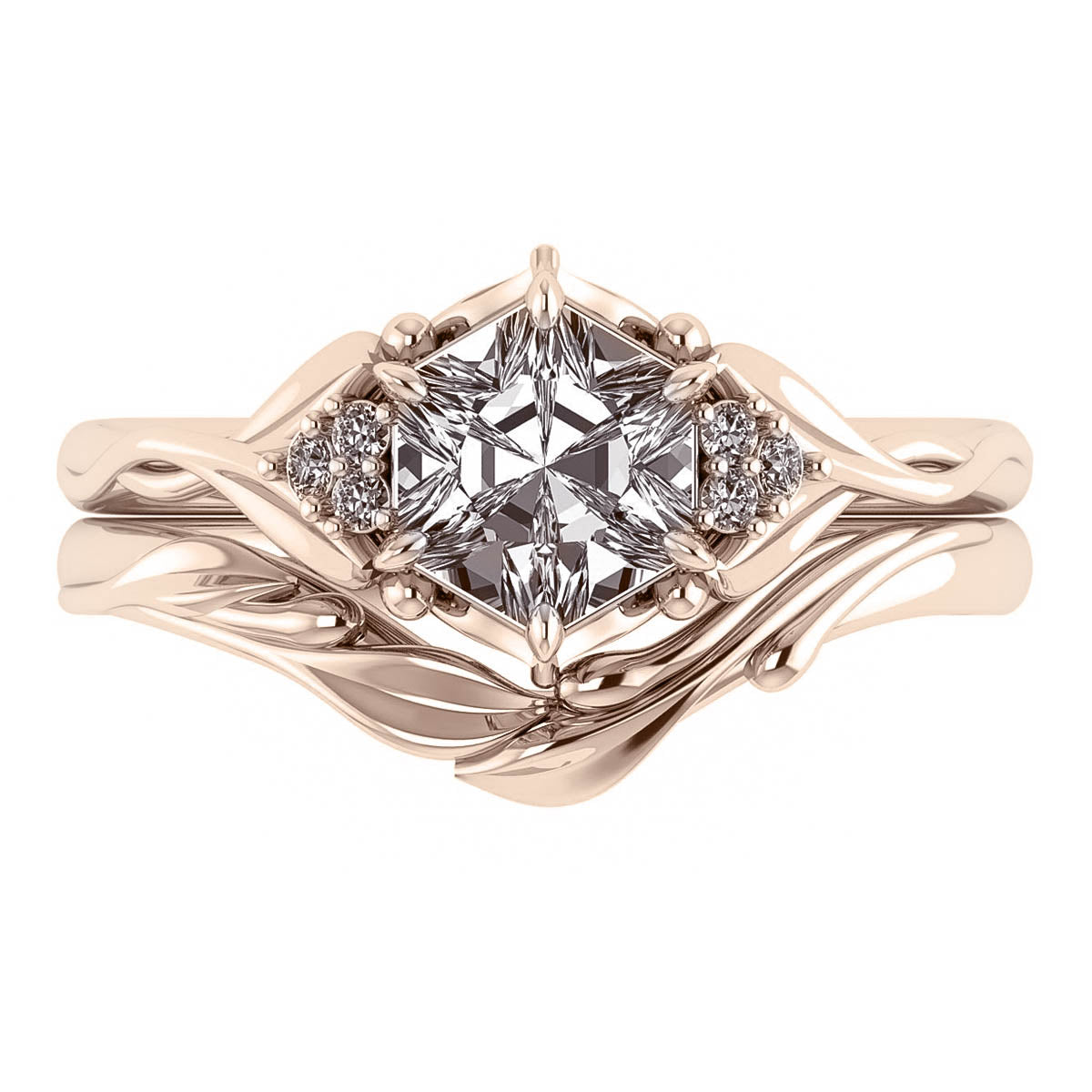 Roma | engagement ring setting with hexagon cut gemstone 6 mm - Eden Garden Jewelry™