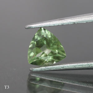 Rutile Peridot | natural, green color, trillion-cut, 6mm, 0.7 ct - choose yours