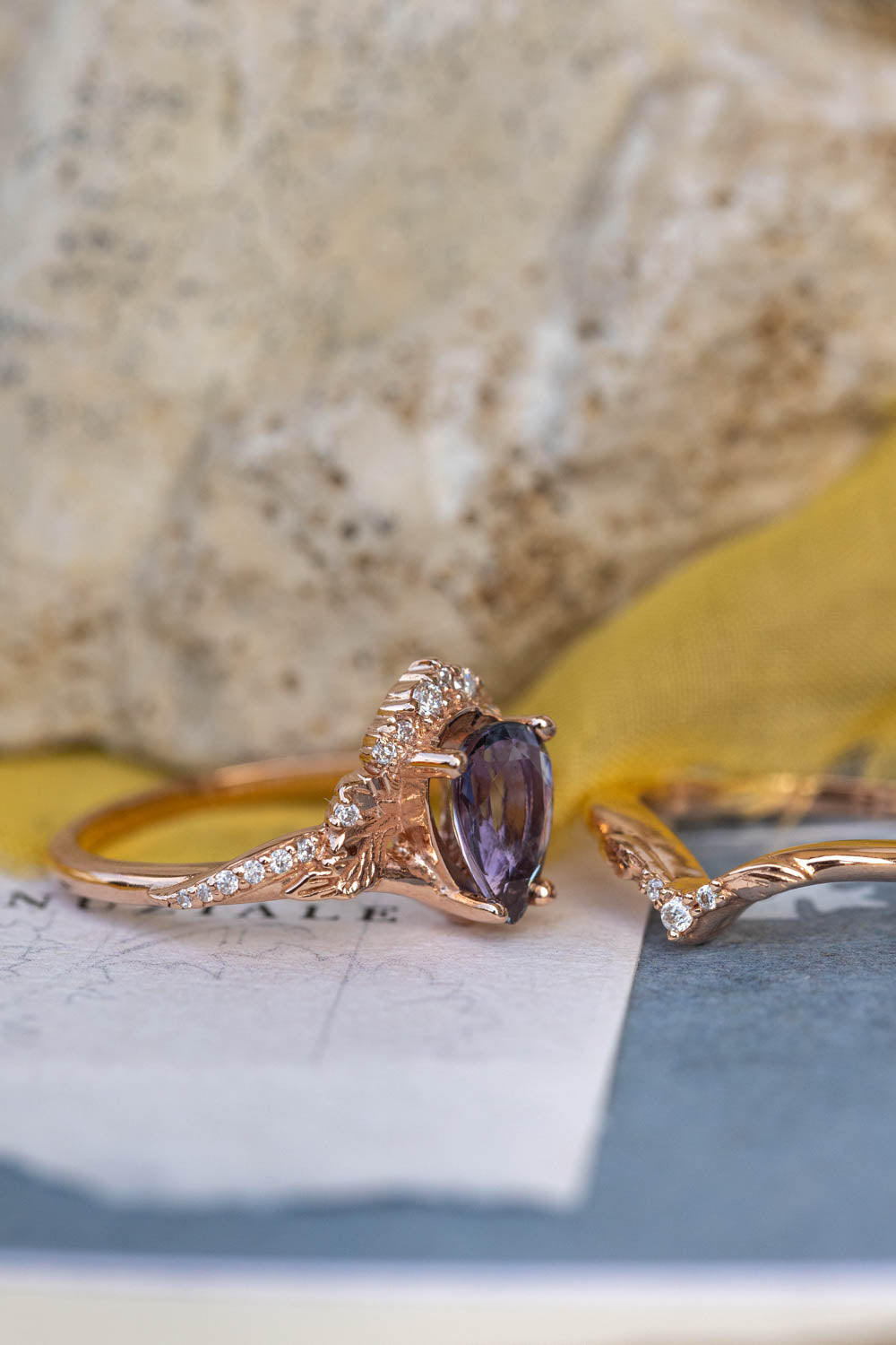 Purple tanzanite engagement ring, nature inspired gold proposal ring with diamonds / Amelia - Eden Garden Jewelry™