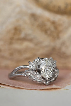 Lab grown diamond engagement ring, white gold ring with oval diamond / Adonis - Eden Garden Jewelry™