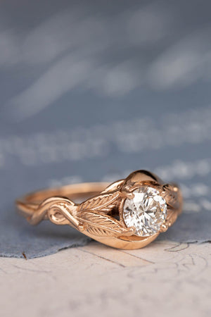 Lab grown diamond engagement ring, rose gold proposal ring with round diamond / Azalea - Eden Garden Jewelry™