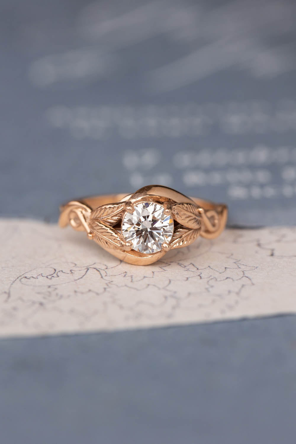 Lab grown diamond engagement ring, rose gold proposal ring with round diamond / Azalea - Eden Garden Jewelry™