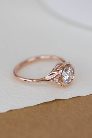 READY TO SHIP: Roma set in 14K rose gold, round lab grown diamond 6.5 mm, diamonds, RING SIZE 7 US - Eden Garden Jewelry™