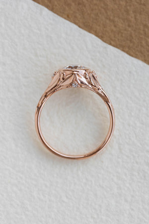 READY TO SHIP: Roma set in 14K rose gold, round lab grown diamond 6.5 mm, diamonds, RING SIZE 7 US - Eden Garden Jewelry™