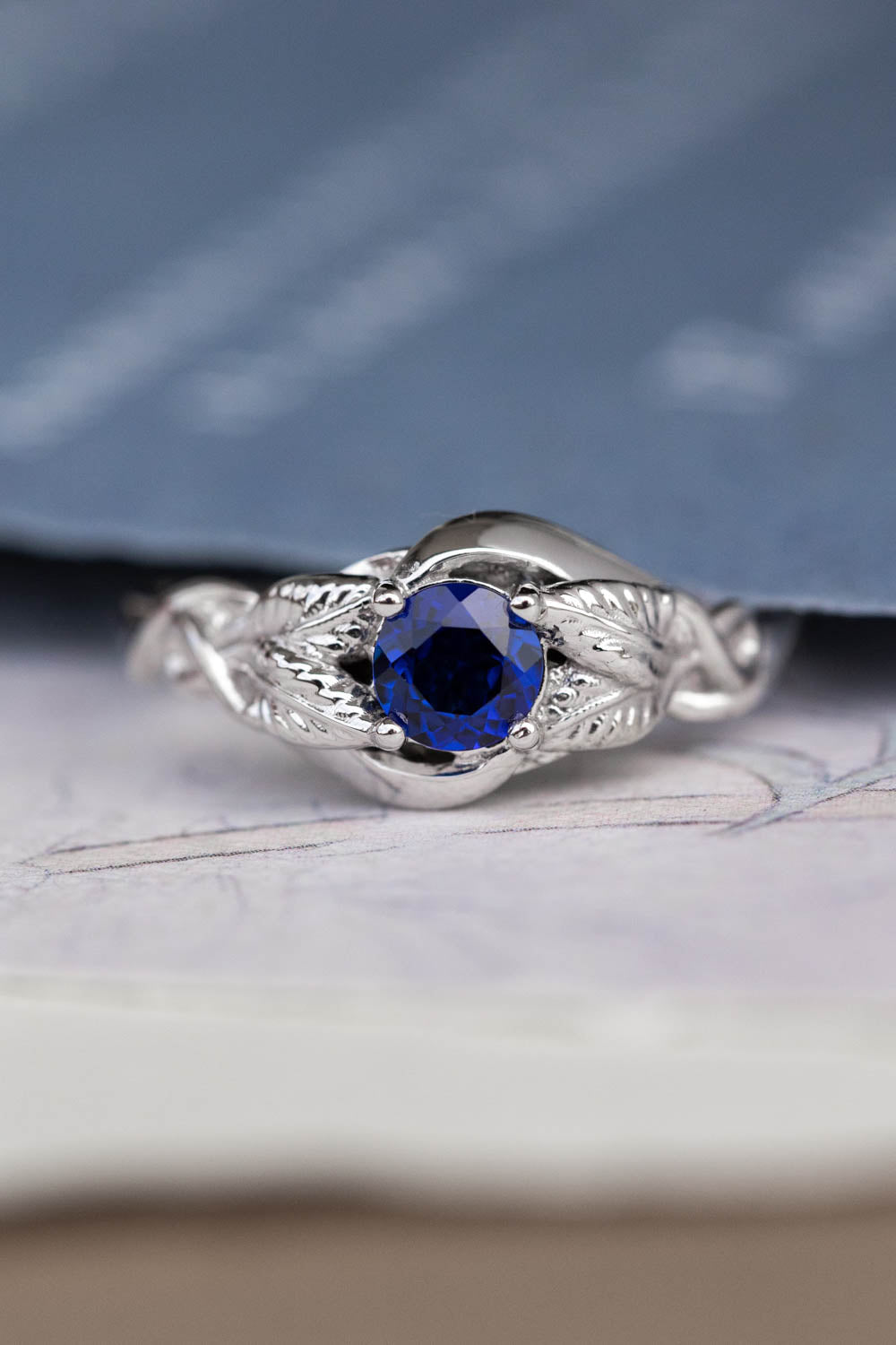 Lab created sapphire engagement ring / Azalea - Eden Garden Jewelry™